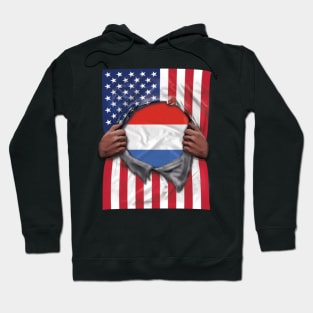 Netherlands Flag American Flag Ripped - Gift for Dutch From Netherlands Hoodie